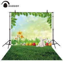 Allenjoy-pano de fundo para fotografias, decoração para estúdio fotográfico, capa de páscoa, flor, coelho, bokeh 2024 - compre barato