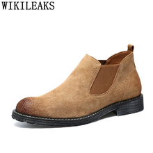 Chelsea bota masculina de marca de luxo, calçados de inverno masculinos, botas de couro genuíno no no tornozelo, bota masculina 2024 - compre barato