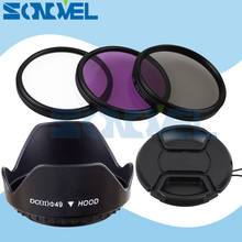 Набор фильтров для объектива 49 мм UV CPL FLD + крышка объектива + бленда для объектива в цветочек для Sony NEX-F3 NEX-6 NEX-7/5 T A5100 A6000 & E 55-210 мм/18-55 мм 2024 - купить недорого