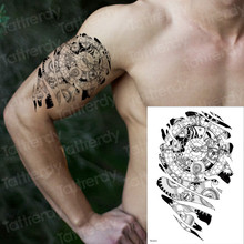 Татуировки и боди-арт, мужские плечевые рукава с татуировками, секс-роботы, тату, механические татуировки, временная Водонепроницаемая тату черного цвета 2024 - купить недорого