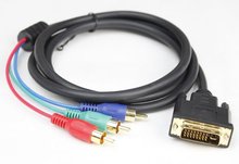 20pcs/Lot free shipping DVI-I TO 3 RCA COMPONENT RGB CABLE ADAPTER FOR HDTV 6FT 2024 - купить недорого