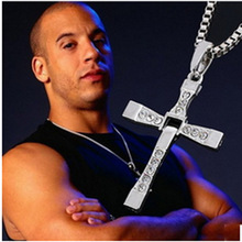 Fast And Furious Dominic Toretto Vin New Movie Jewelry Classic Rhinestone Pendant Sliver Cross Necklaces Men 2015 Gold Plated 2024 - buy cheap