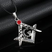 Dongsheng 2018 design quente masonic pingente colar vintage colar de cristal vermelho colares para mulher e homem jóias 2024 - compre barato