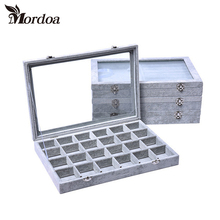 High-grade Gray Jewelry Plate Jewelry Boxes Rings Jade Necklace Pendant Earrings storage box Shelf 35*24*4.5CM 2024 - buy cheap