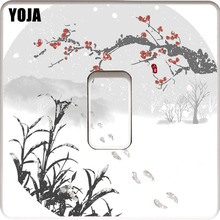 YOJA Plum Flower In Snow Footprints Switch Sticker Interesting Beautiful Design PVC Wall Decal 15SS0003 2024 - buy cheap