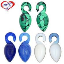Showlove-1pair Blue&Green&White Opal stone Heavy Ear Weight  Ear gauges expander 44g Piercing Body jewelry 2024 - buy cheap
