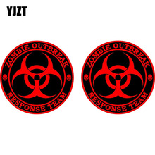 YJZT 7.6CM*7.6CM 2X ZOMBIE OUTBREAK RESPONSE Fiery Car Sticker Reflective Motorcycle Decals C1-7117 2024 - buy cheap