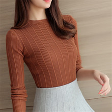 Suéter de punto de manga larga de Cuello medio alto para mujer de otoño, camisa inferior, suéter inferior de autocultivo de estilo corto 2024 - compra barato