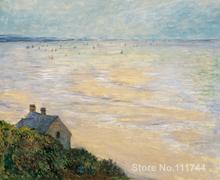Handmade Oil Painting The Hut at Trouville Low Tide by Claude Monet Reproduction decorative art High quality 2024 - buy cheap