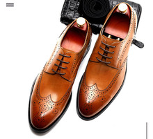 Sapatos masculinos de couro legítimo retrô, calçado com cadarço estilo inglaterra, moda redonda, sapatos baixos para escritório, primavera outono 2024 - compre barato