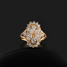 Anel de ouro Amei Flor Anéis de Noivado Com Genuine SWA Elemento anéis Moda Jóias para as mulheres E brilhar-Jóias 2024 - compre barato