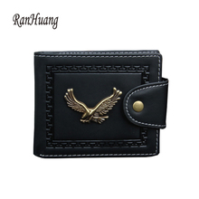 RanHuang Fashion Men Hasp Wallet Vintage Eagle Print Wallet Short PU Leather Card Holder Thin Male Clutch Bags Coin Purse A409 2024 - buy cheap