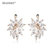 Madrry Copper Metal Stunning Stud Earrings Snowflake Shape Cubic Zirconia Pretty Girls Ear Piercing Joias Ouro Brincos Wedding 2024 - buy cheap