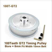 POWGE 100 Teeth 2GT Timing Pulley Bore 8mm Fit Width 15mm GT2 Synchronous Belt 100Teeth 100T GT2 Timing Pulley 2024 - buy cheap