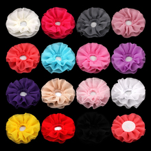 Flores de chiffon grande plissada para crianças, acessórios para cabelo de tecido artificial para faixas de cabelo com 30 tamanhos/4 polegadas e 15 cores 2024 - compre barato