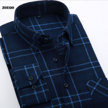 ZOEQO Homens Camisas Xadrez de Flanela Novo Luxo Magro Manga Comprida Marca Formal camisa dos homens Moda casual Camisas de Vestido chemise homme 2024 - compre barato