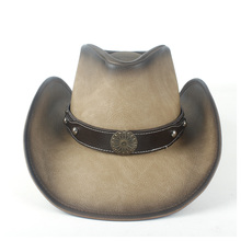 Women Men Fashion Western Cowboy Hat With Punk Leather Band Sombrero Cap Roll Up Hat 2024 - buy cheap