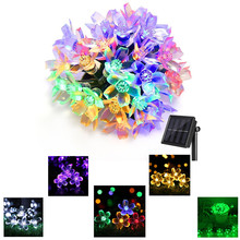 22M 7m 50led Solar Luzes Da Corda Flor de Pêssego À Prova D' Água Decoração Ao Ar Livre Iluminação Luzes Fariy Natal festa de Casamento Jardim 2024 - compre barato