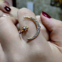 Utimtree Creative Fashion Moon Star Open Finger Ring For Women Girl Jewelry Wedding Engagement CZ Zircon Adjustable Ring Jewelry 2024 - buy cheap