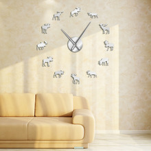 Wildlife Moose DIY Giant Wall Clock Moose Silhouette Decorative Frameless Wall Watch Modern Nature Animal Wall Art Hunting Clock 2024 - buy cheap