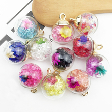 10pcs 16mm Transparent Glass Ball Charms Resin Drill Flower In Ball Pendants Finding Fit Earring Hair Jewelry Accessories YZ421 2024 - buy cheap