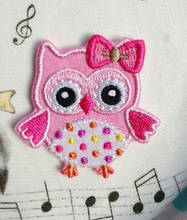 NEW HOT SALE Pink Owl with Bow Embroidered Iron On Patch Applique Badge Kids Children Cartoon Patch 2024 - buy cheap