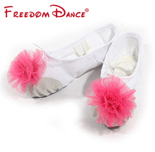 Zapatillas de Ballet de lona decoradas con flores para mujer, pantuflas con suelas suaves, zapatillas de Ballet para niñas, envío gratis 2024 - compra barato