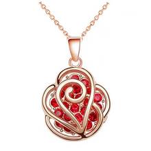 red Crystal AAAA+ rhinestones Rose hollow flower Pendant Chain Necklaces fashion jewelry dropshipping quality women lovers 2024 - buy cheap