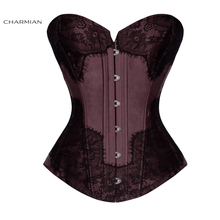 Charmian Women's Plus Size Retro Overbust Corset Sexy Floral Lace Satin Corsets and Bustiers Waist Trainer Shaper 2024 - buy cheap