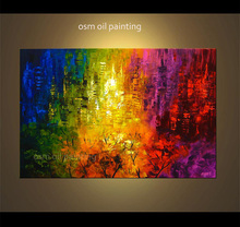 100% Hand-painted High Skill Modern Abstract Painting Bright Colorful Cityscape Oil Painting on Canvas Wall Painting Home Decor 2024 - buy cheap