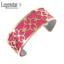 Legenstar Stainless Steel Opening Bangle Bracelet for Women Life Flower Cuff Interchangeable Leather Bijoux Pulseiras Femme 2024 - buy cheap