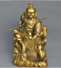 YM  306  Chinese Brass Famous Myth Monkey King Sun Wukong golden cudgel Son Goku Statue 2024 - buy cheap
