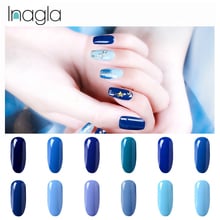 Inagla однотонный Гель-лак, 8 мл, Голубой Гель-лак для дизайна ногтей, супер качество, отмачиваемый светодиод, органический, без запаха, УФ-гель 2024 - купить недорого