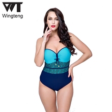 Conjunto de bikini Retro para mujer, ropa de baño de talla grande 5XL, bañador de una pieza con push-up de talla grande, bikini brasileño para mujer 2018 2024 - compra barato