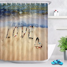 72'' Word LOVE on sand beach Expression Bathroom Fabric Shower Curtain  Waterproof Polyester Curtain Sets & 12 Hooks 2024 - buy cheap