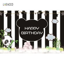 Panda Birthday Party Bamboos Cloud Black and White Stripe Baby Portrait Photo Backdrops Photographic Background For Photo Studio 2024 - buy cheap