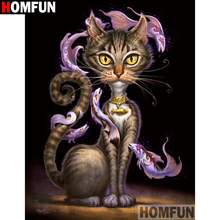 HOMFUN-pintura diamante 5D DIY de "Gato de dibujos animados", bordado de diamantes de imitación cuadrados o redondos, estilo punto de cruz 5D, A08358 2024 - compra barato