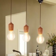 Lámpara colgante Edison de Arte de madera para Loft americano, iluminación interior Simple y moderna para comedor y Bar 2024 - compra barato