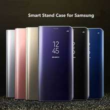 Для samsung Galaxy S9, S8, A6 Plus, Note 9, 8, S7, S6 Edge, A3, A5, A7, зеркальный умный кожаный чехол с подставкой, флип-чехол, 360, полная защита 2024 - купить недорого