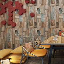 Papel de parede retro nostálgico, cor de madeira com grão de madeira do mediterrâneo listrado, papel de parede para sala de estar, quarto, plano de fundo 2024 - compre barato