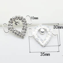 Fivelas de diamante de strass 30*35mm, fivela deslizante de convite e decoração de casamento com botões bikine connec 2024 - compre barato