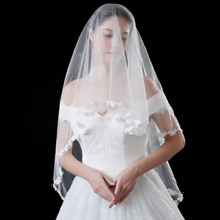 2019 Beauty Lace Applique One Layers Wedding Veils Hot Sale High Quality Short Bridal Veil Wedding Accessories velo de novia 2024 - buy cheap