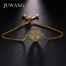 JUWANG Fashion Cubic Zirconia Hollow Out Round Pendant Charm Bracelets For Woman Men Adjustable Copper Chain Bracelet Jewelry 2024 - buy cheap