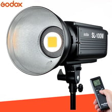 Godox SL100W 5600K AC 100 240V 50/60Hz 16 Channels Studio Continuous LED Video Light Lamp mount, eu plug, daylight 5600K 2024 - buy cheap