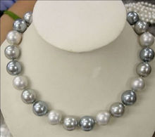 Free shipping@@@@@8mm Multicolor south sea shell pearl necklace 18" LL008 2024 - buy cheap