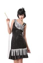 Женский костюм для взрослых, черный костюм в стиле Чарльстон для вечеринки на Хэллоуин 2024 - купить недорого