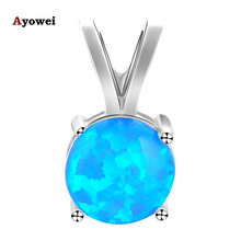 Ayowei Fantastic Fashion Jewelry Fine Blue Fire Opal  silver plated Shining Necklace Pendants for Women OPS684A 2024 - buy cheap