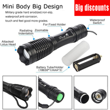 Big Discount Top Quality  XM-L T6 LED Flashlight 5 Modes 4000 Lumens Zoomable LED Torch Light 2024 - buy cheap