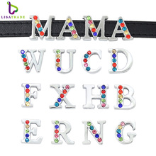 Hot 8MM Half Rhinestone Slide Letter "A-Z Can Choose Each Letters"(20 pieces/lot)  Fit DIY Wristband & Bracelet LSSL027 2024 - buy cheap