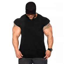 Camisa sem mangas esportiva, camisa masculina sólida de algodão para academia, musculação e ginástica 2024 - compre barato